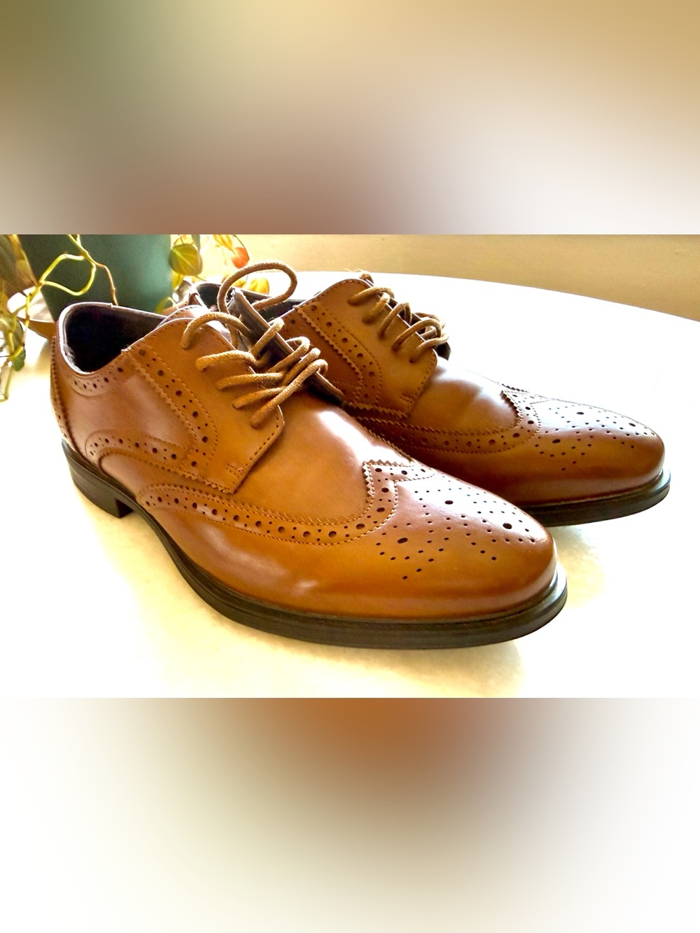 Van Heusen Brown Leather Wingtip Brogues Mens 8